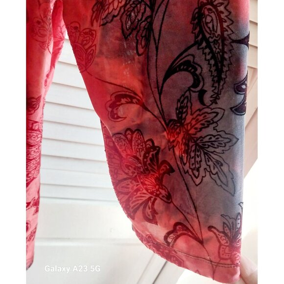 CJ Banks Womens Floral Print Top W/ Sequined Detail 3/4 Sleeve Lightweight Multi - Picture 4 of 8